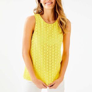 EUC LILLY PULITZER KONA PINEAPPLE EYELET TOP (S90)